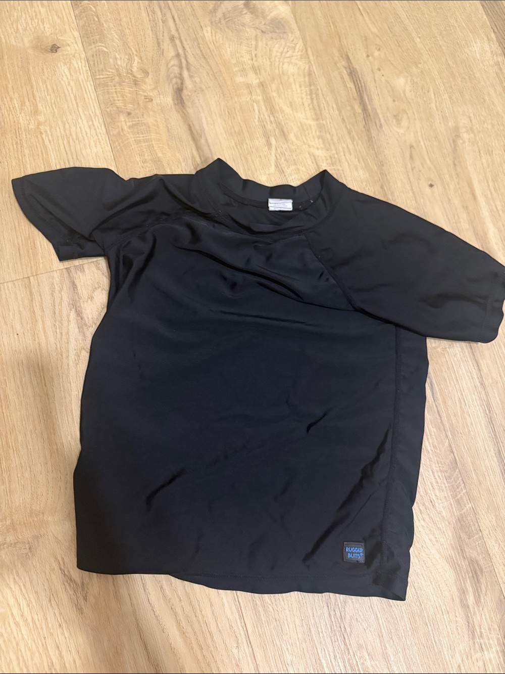Kids Black Short-Sleeve Swim Rashguard Top